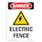 Signmission Safety Sign, OSHA Danger, 7" Height, Electric Fence, Portrait OS-DS-D-57-V-2212 - alternate 1